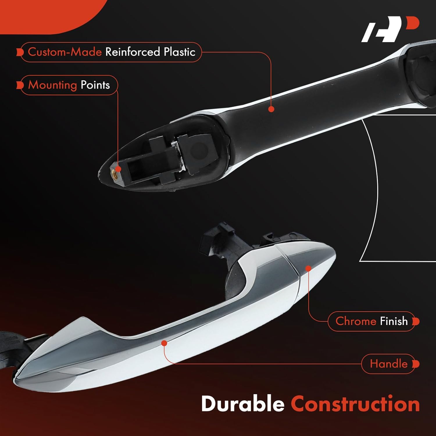 A-Premium Front Right Passenger Side Exterior Door Handle Compatible with Honda Accord 2013-2017, Pilot 2015-2020, Without Smart Key Entry, Chrome, Replace# 72141-T2A-C71, 72143-T2A-C71