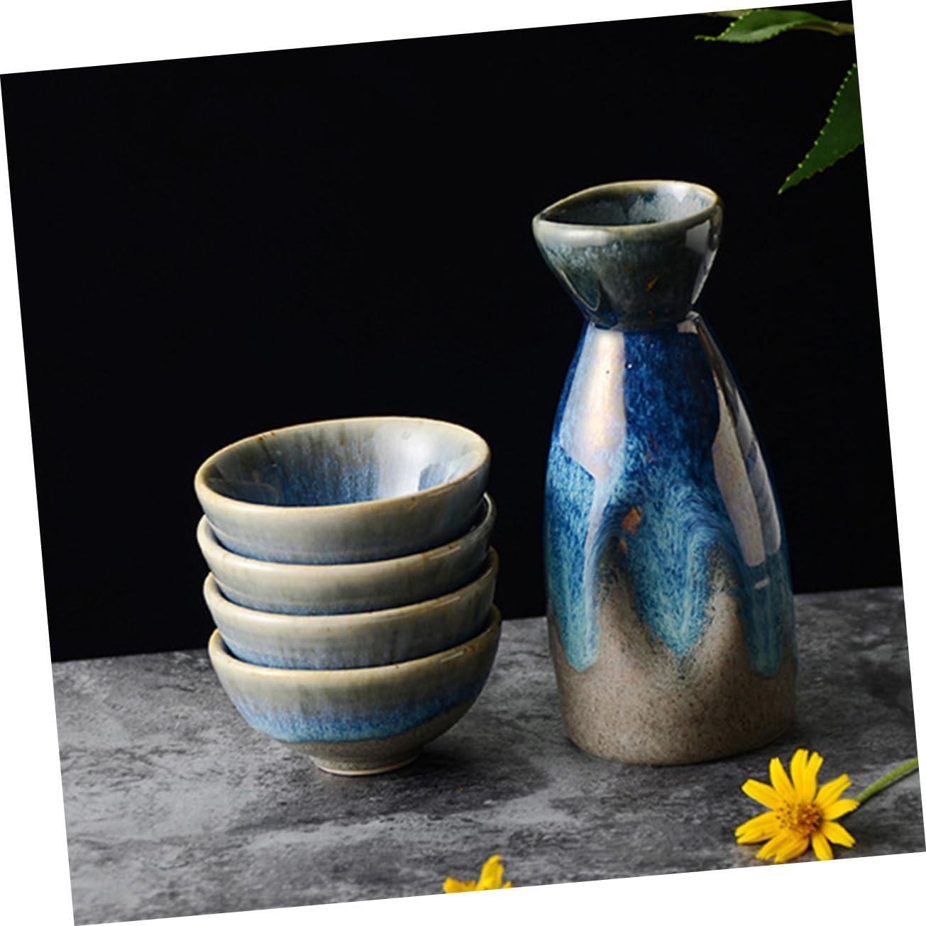 Japanese Style Ceramic Sake Serving Cup Set for Spirits and Water
