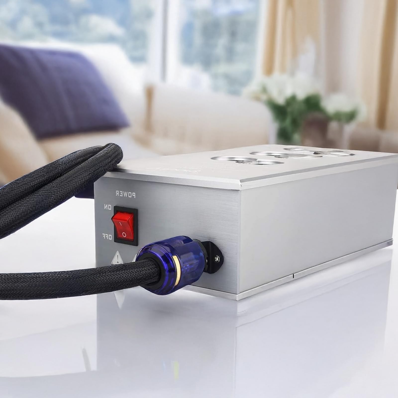 Kabel zasilający 2 m z wysokoprądowym złączem Au z czystej miedzi, pozłacana wtyczka do wzmacniaczy i systemów Hi-Fi