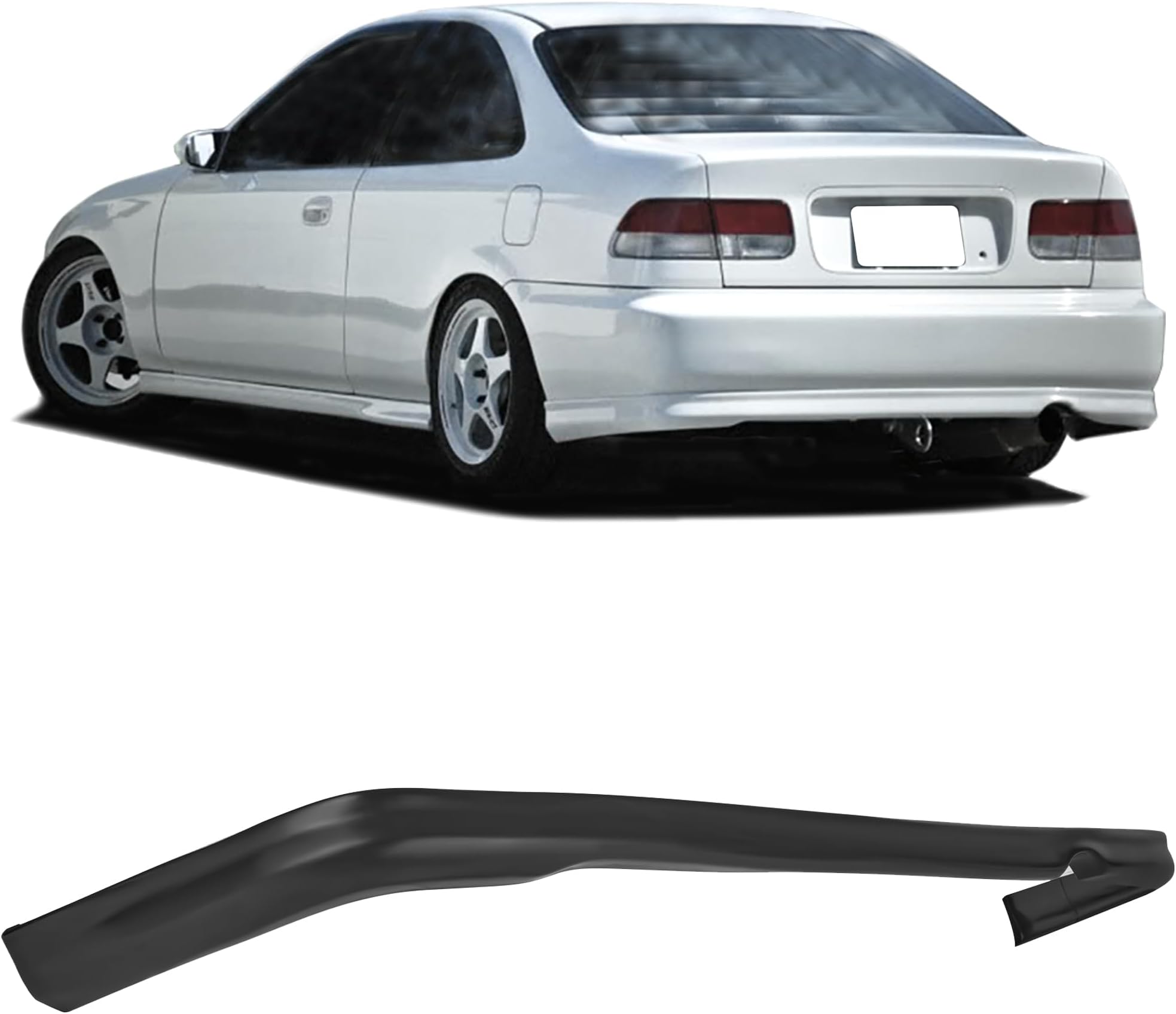 Compatible with/Replacement for Rear Bumper Lip, Type-R Style PU Rear Lip Diffuser Black, Fits 1996 1997 1998 Honda Civic 2dr Coupe 4dr Sedan