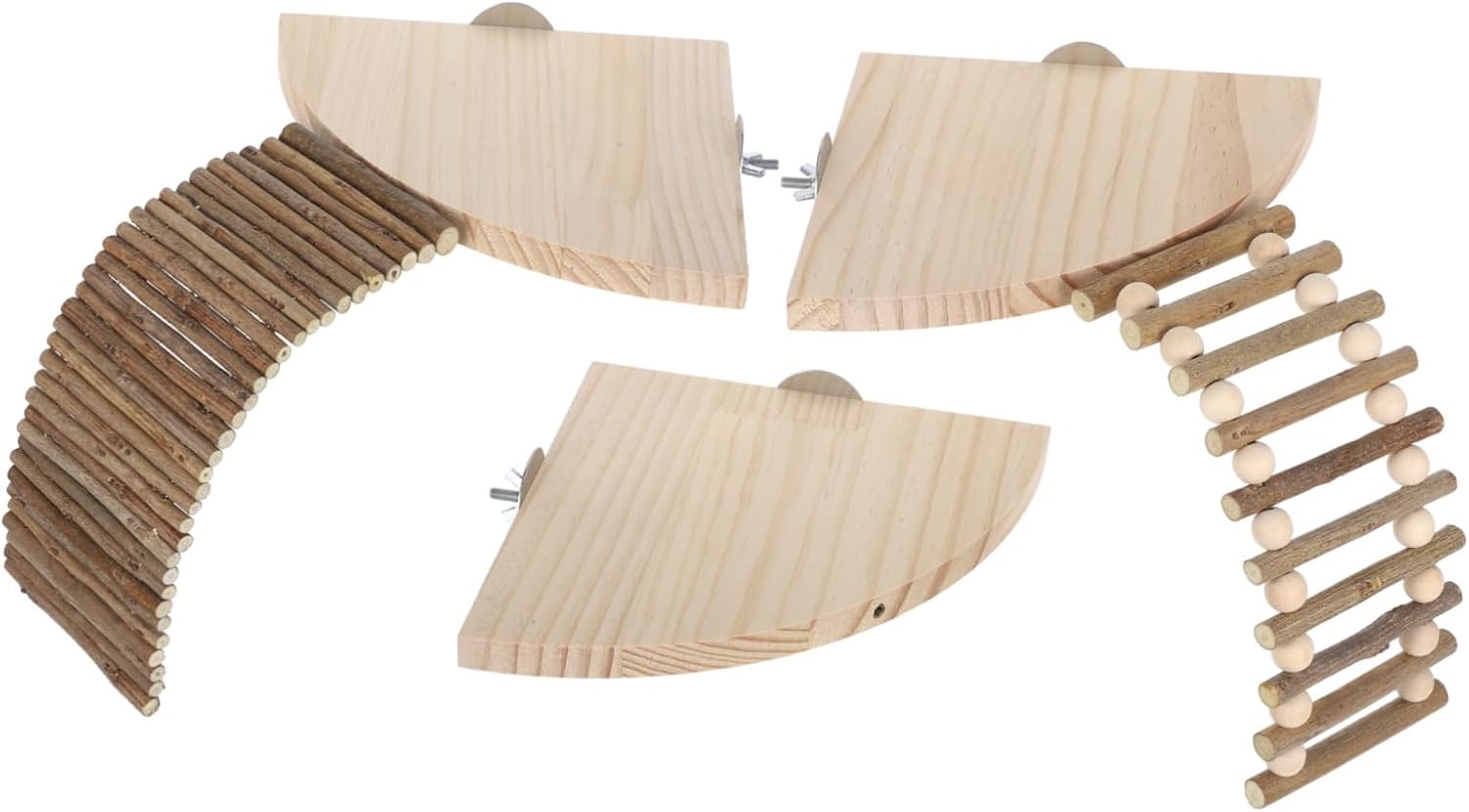 Yardwe 1 Set Wooden Hamster Climbing Ladder Platform Safe Playground for Small Animals Gerbils Guinea Pigs Functional Decorative Cage Accessory Enhances Exploration Aesthetics