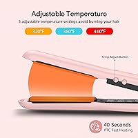 Vista 4 de Terviiix Mini plancha plana para el cabello, temperatura ajustable, tamaño de viaje, placas de cerámica de 1/2 pulgada, doble voltaje, apagado Rosa