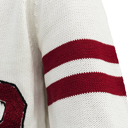 image for Hip Hop 50's Shop - Mens 1950s White R Letterman Cardigan Sweater (3XL