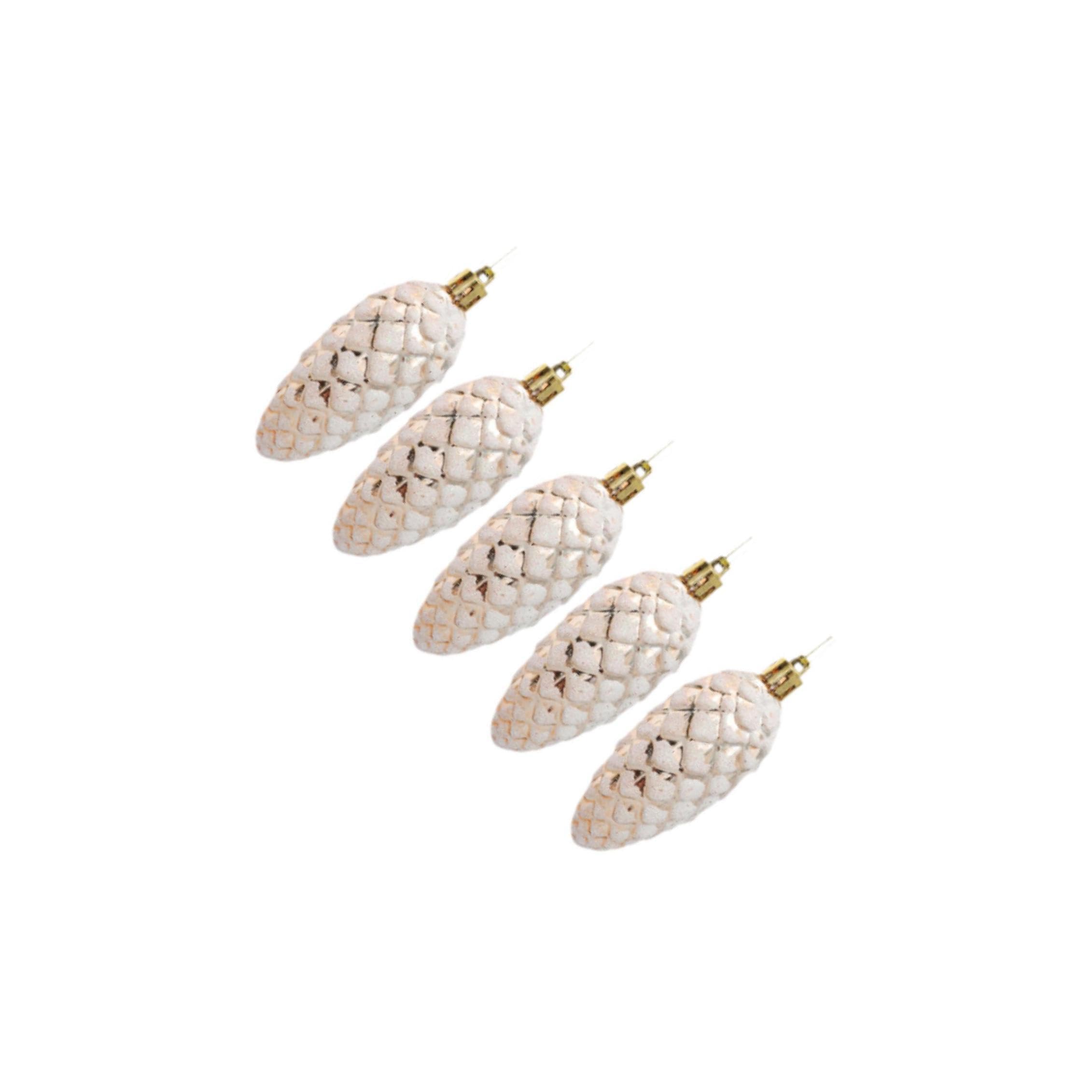 KIXZSAZ Glittery Pine Cone Ornaments For Indoor Wedding Decor Festive Cheer For Porch Christmas Artificial Pine Cone Baubles, champagne