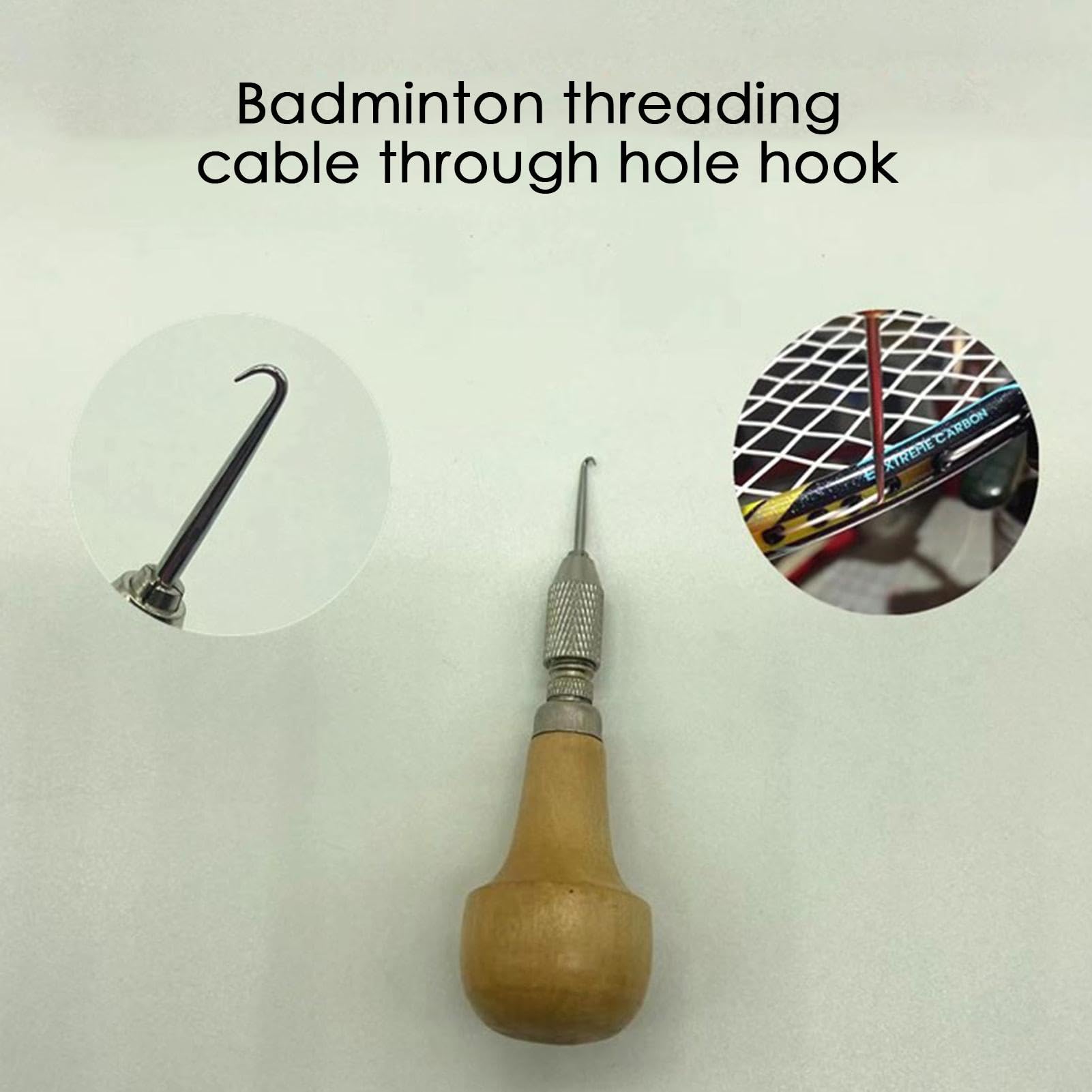 Strumento per raddrizzare Le Corde della Racchetta da Tennis, Strumenti per Legare la Racchetta da Badminton | Estrattore di Corde con Manico in Legno per Racchette da Tennis