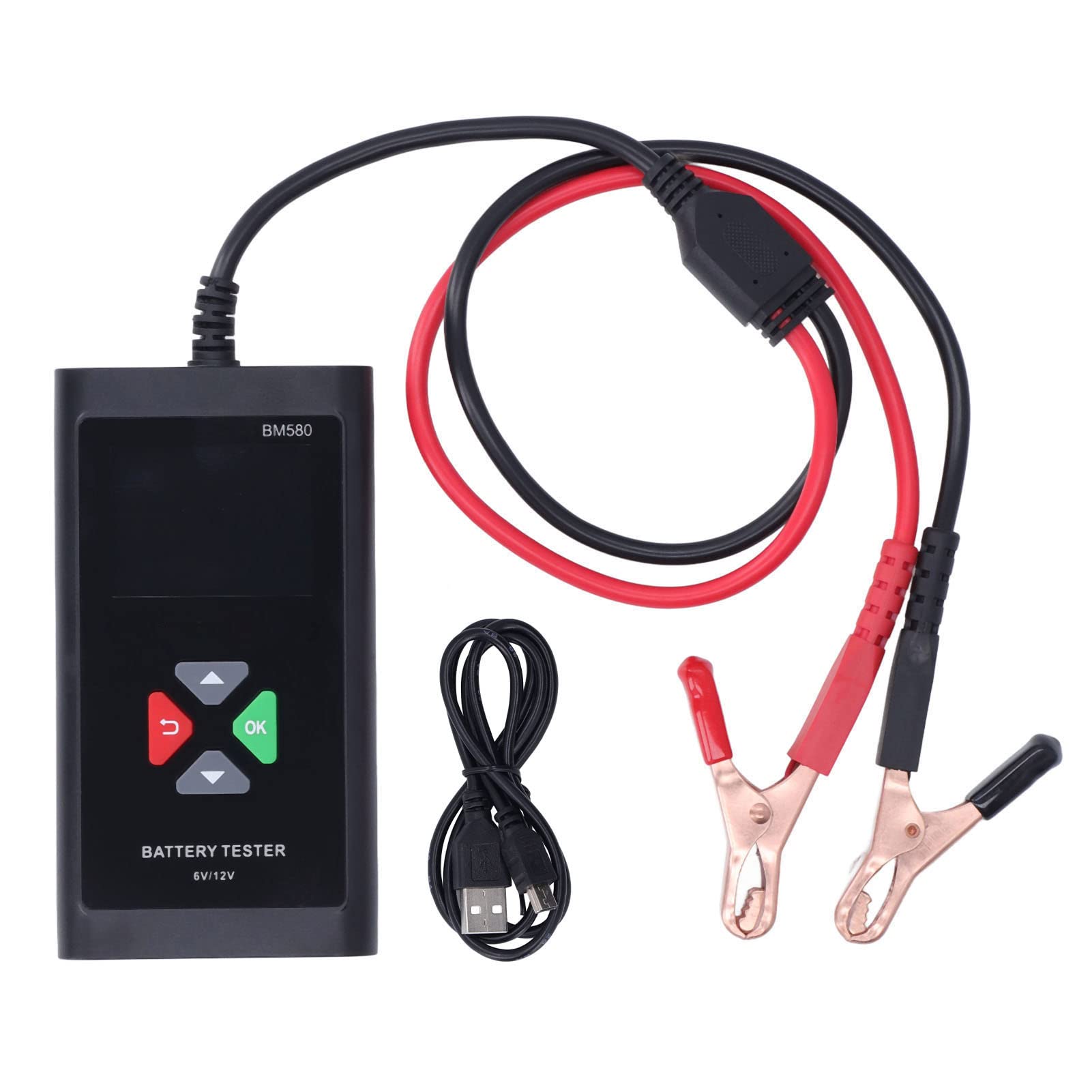 Battery Tester, Portable 12V 6V Industrial Automobile Battery Analyzer with 2.4in TFT Color Screen for Automobiles, Motorcycles, Lawn Mowers, etc