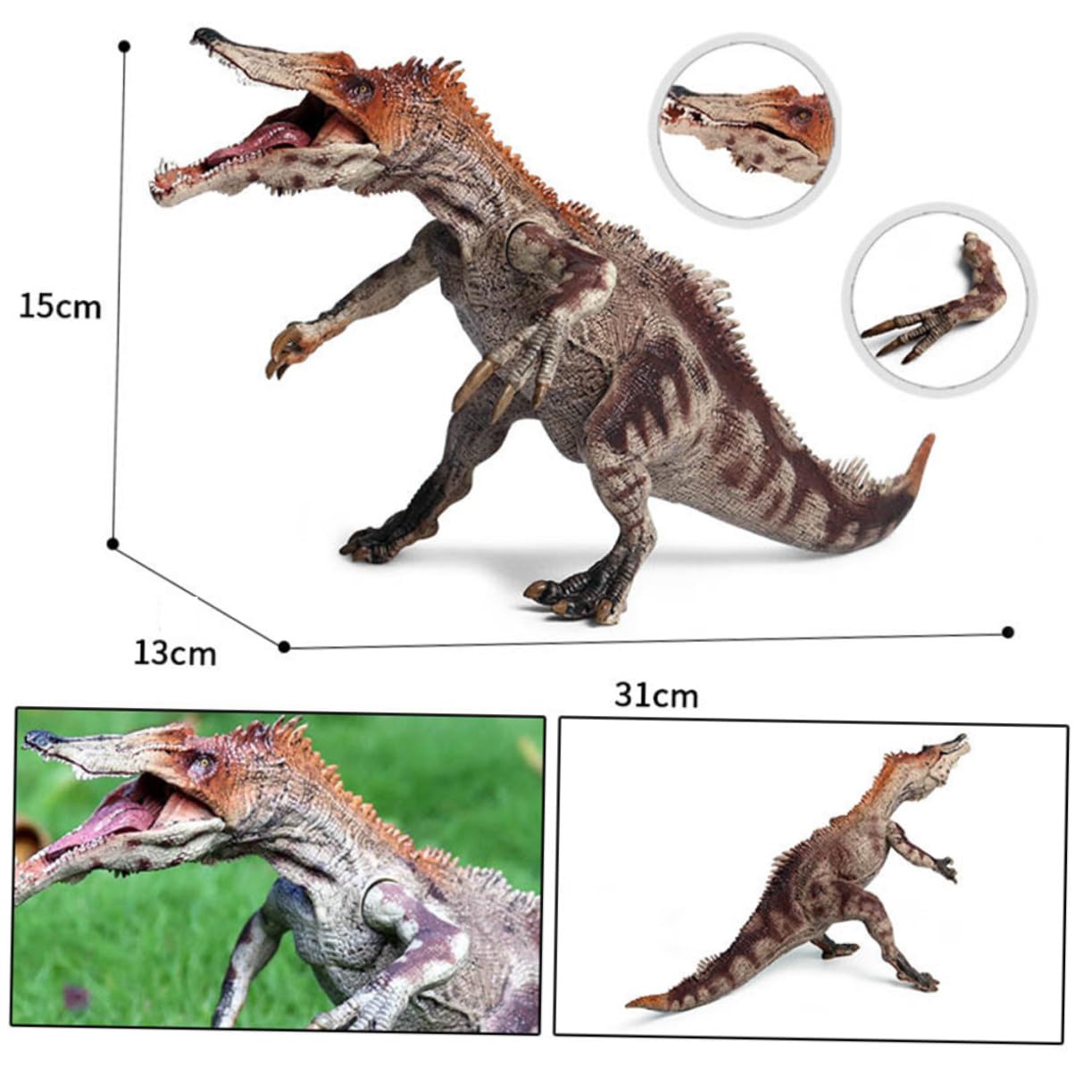 Modelo de Dinosaurio Realista de Plástico Marrón, 1 | Obsequio de Cumpleaños para Niños, Diseño Jurásico de Colección, Figura Sólida