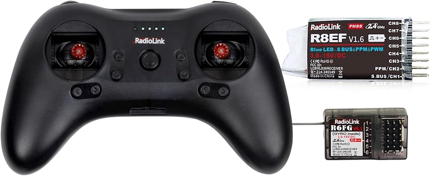 Radiolink T8S 8 Channels 2.4GHz RC Transmitter and Receiver R8EF R6FG RX, Remote and Controller Built-in Rechargeable Battery for Quad/Airplane/Car/Boat and More Mode 2 Left Hand