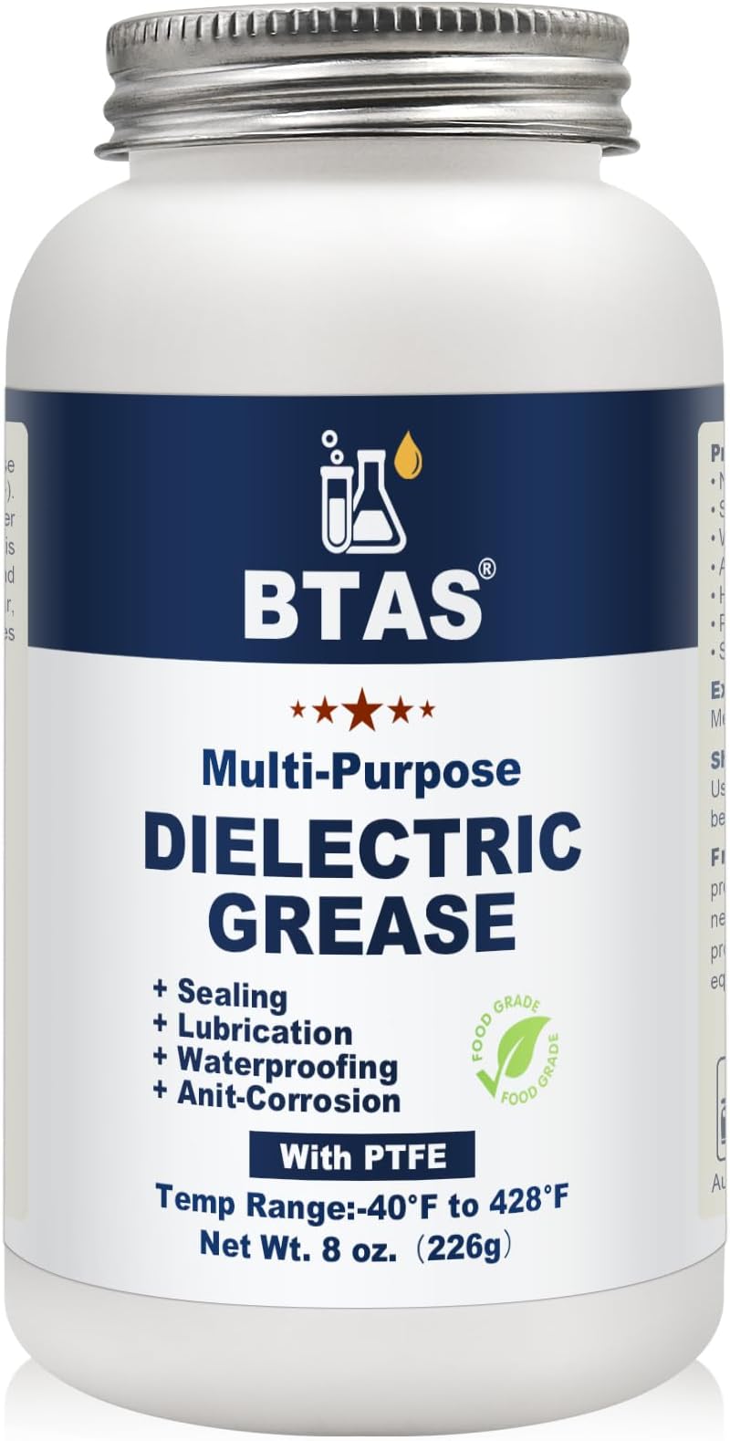 BTAS Dielectric Grease for Automotive Electrical Connectors,Car Battery Terminal Spark Plug Boot Corrosion Preventer Electric Silicone Paste,Dialectical Grease of Marine Electronics with PTFE 8 oz
