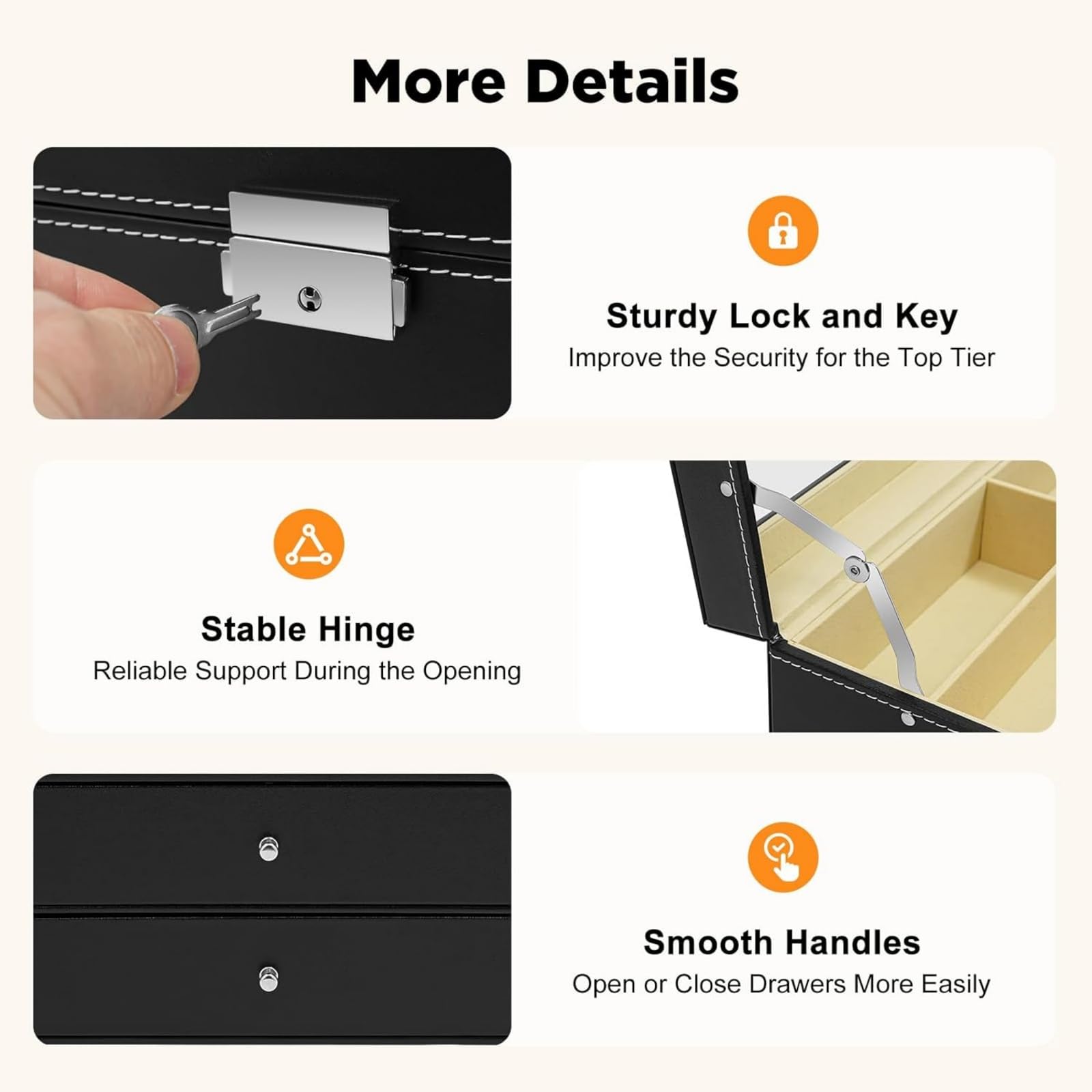 Caja de almacenamiento para gafas, 24 compartimentos, con tapa de cristal transparente, piel sintética, con 3 cajones, para guardar varias gafas, joyas y relojes