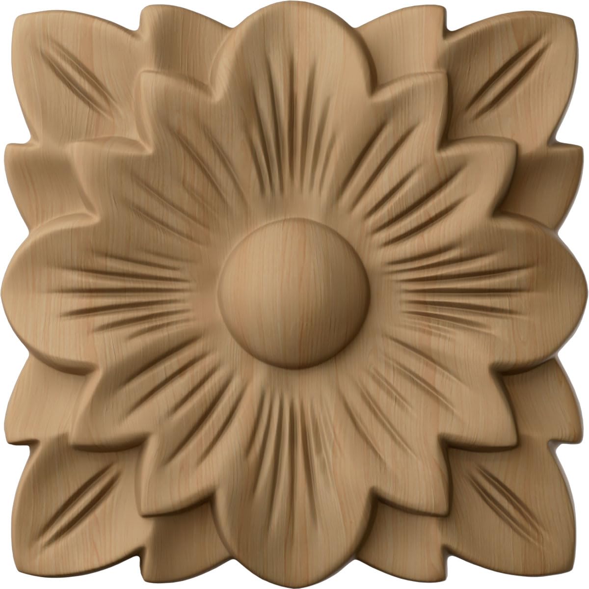 Ekena Millwork ROS05X05SPAL Springtime Square Rosette, 5"W x 5"H x 3/4"P, Alder