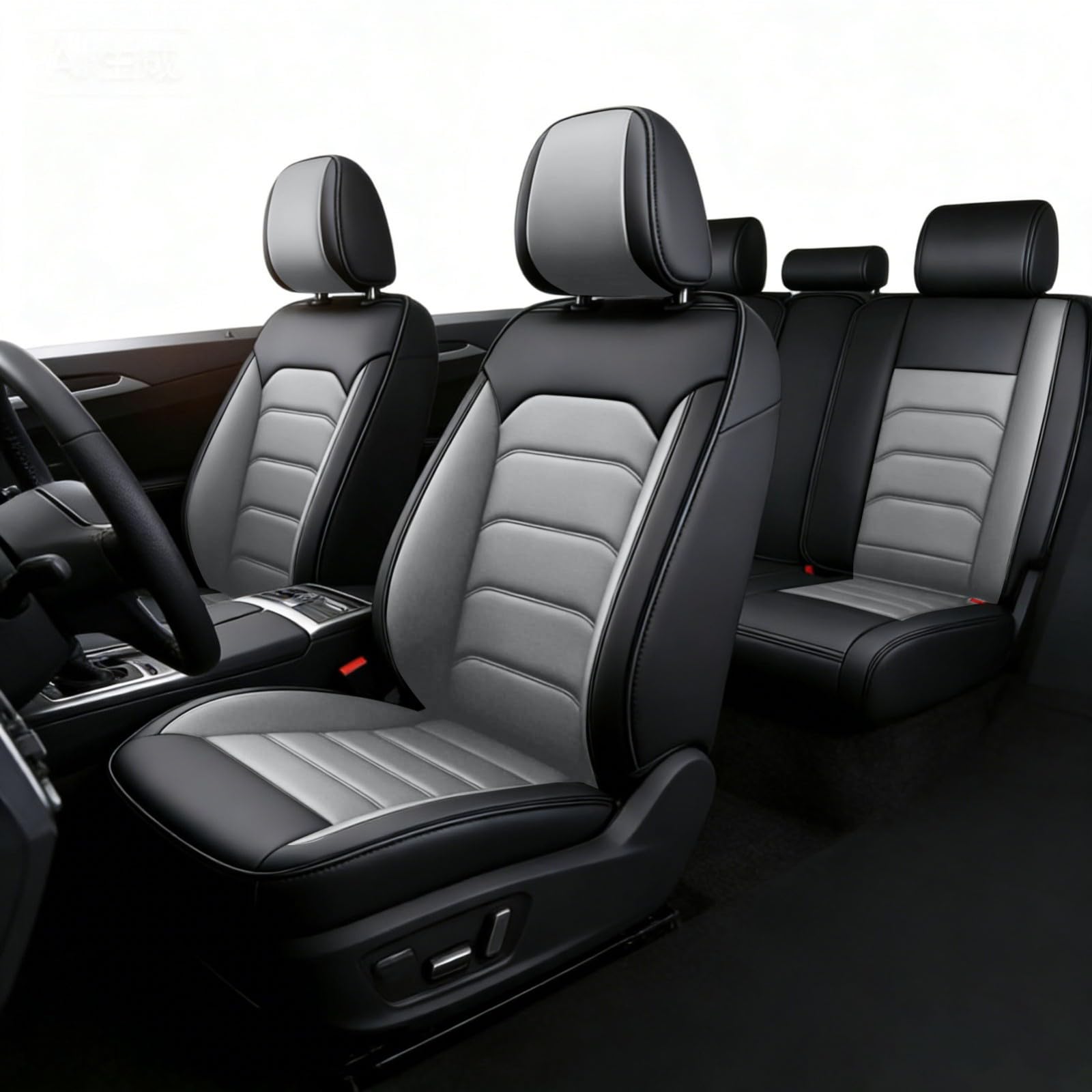 Fundas Asiento Cuero Coche - Juego Completo 5 Piezas (Delanteros y Traseros) - Impermeables, Cómodas - Compatible AirbagCinturón Seguridad【para New Hyunda Tucson 2024,Gris】