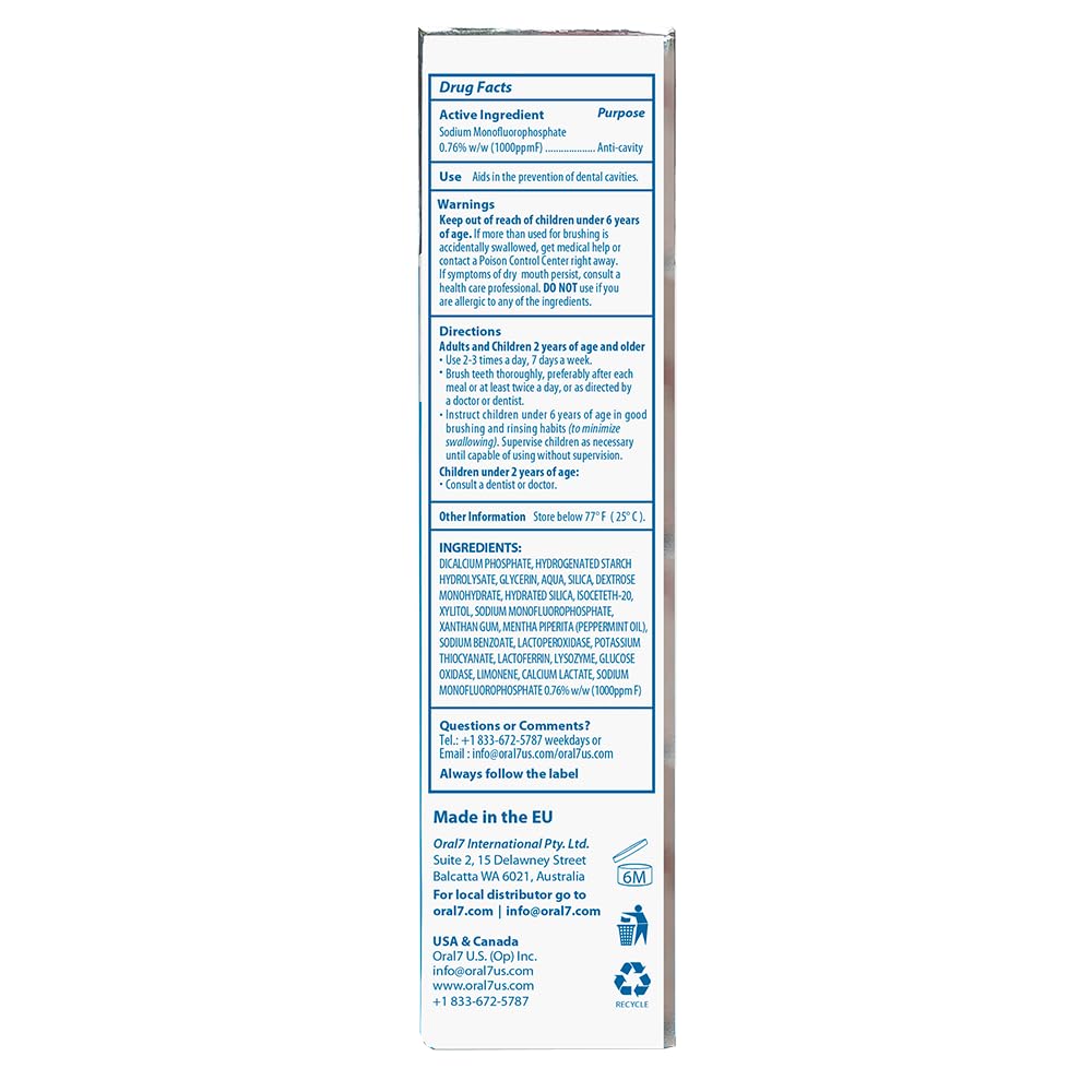Oral7 Dry Mouth Moisturizing Toothpaste Containing Enzymes, 2.5oz