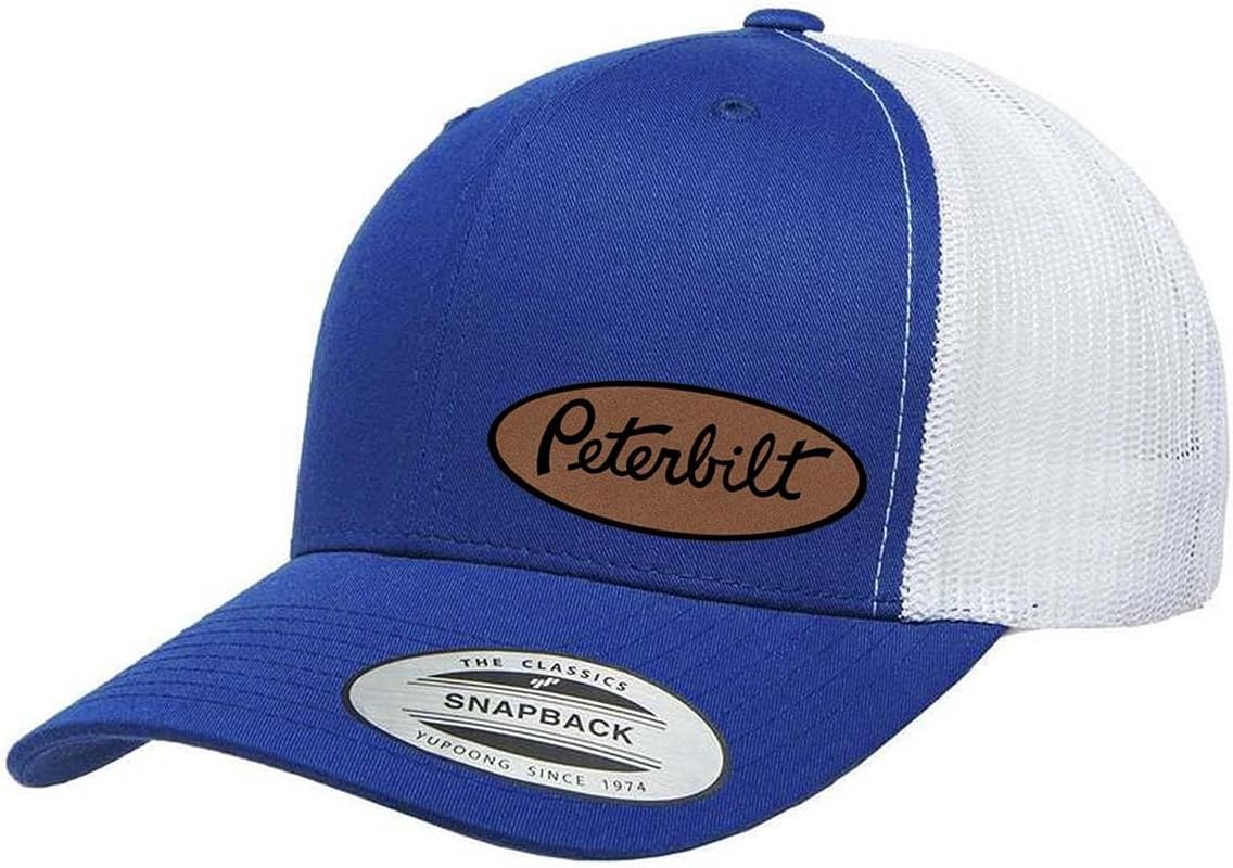 Peterbilt Semi Truck Logo Leather Side Panel Patch YP 6606 Snapback Trucker Fitted Cap