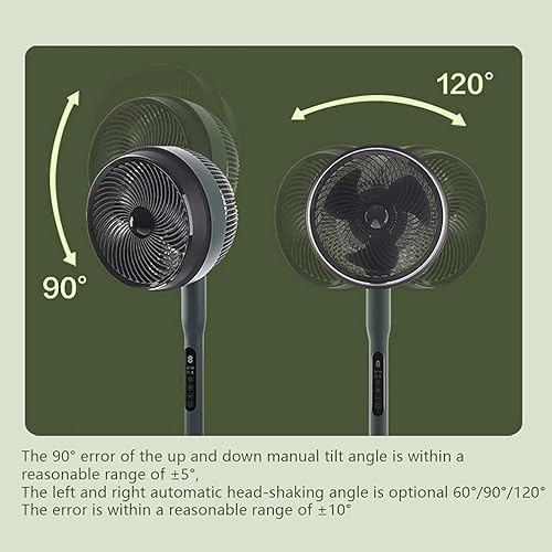 Miniatura 6 de Ventilador eléctrico silencioso con soporte de pedestal, ventilador oscilante 3D, ajuste de 14 velocidades, altura e inclinación ajustables con