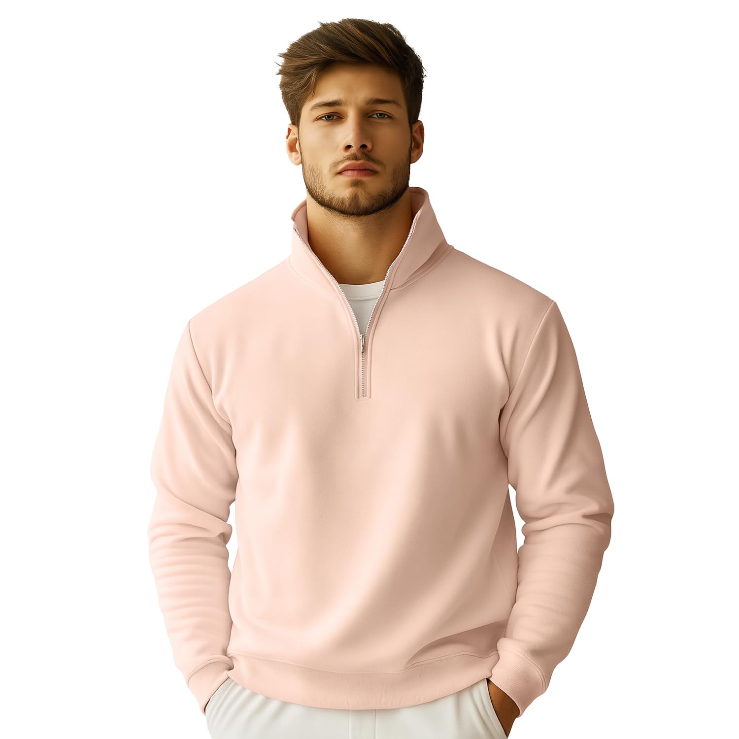 nobero Mockneck Sweatshirts for Man Stylish | 280 GSM Rich Cotton Fleece Regular Fit Full Sleeve Sweatshirt for Men | Stylish Casual Wear Winter Sweatshirt for Men-picture-30