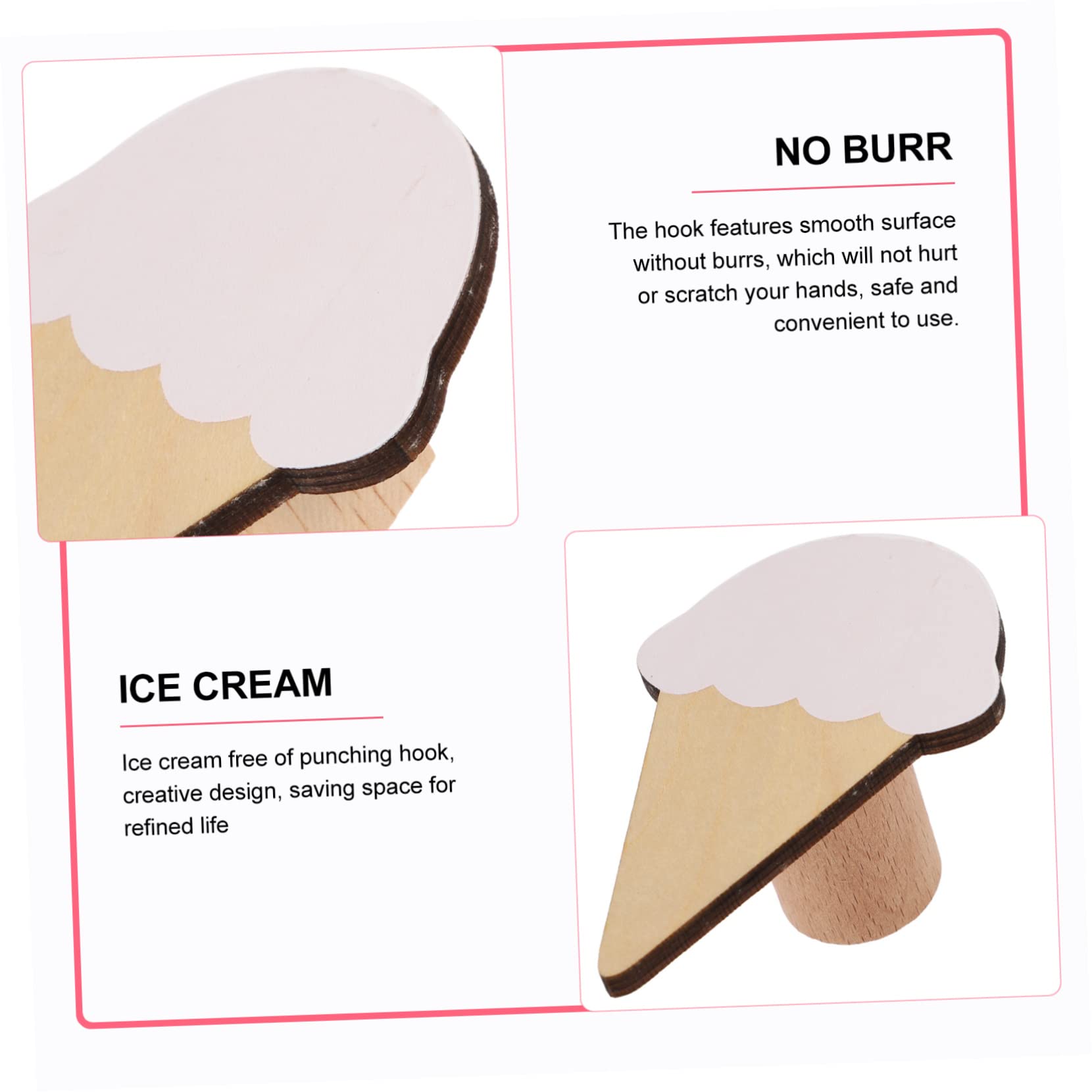 MAGICLULU 8juegos Ganchos De Multi-funcionales Para Pared De Colgadores De Decoración Infantil Para Habitaciones Sin Perforaciones Diseño De Helado