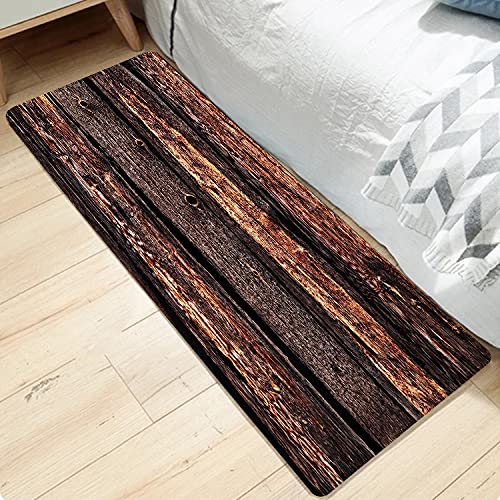 Dark Brown Old Wooden Board Print Foam Bath Rugs And Doormats Non Slip Absorbent Super Cozy Flannel Bathroom Rug Carpet 72 X 24 Inches #TOP5