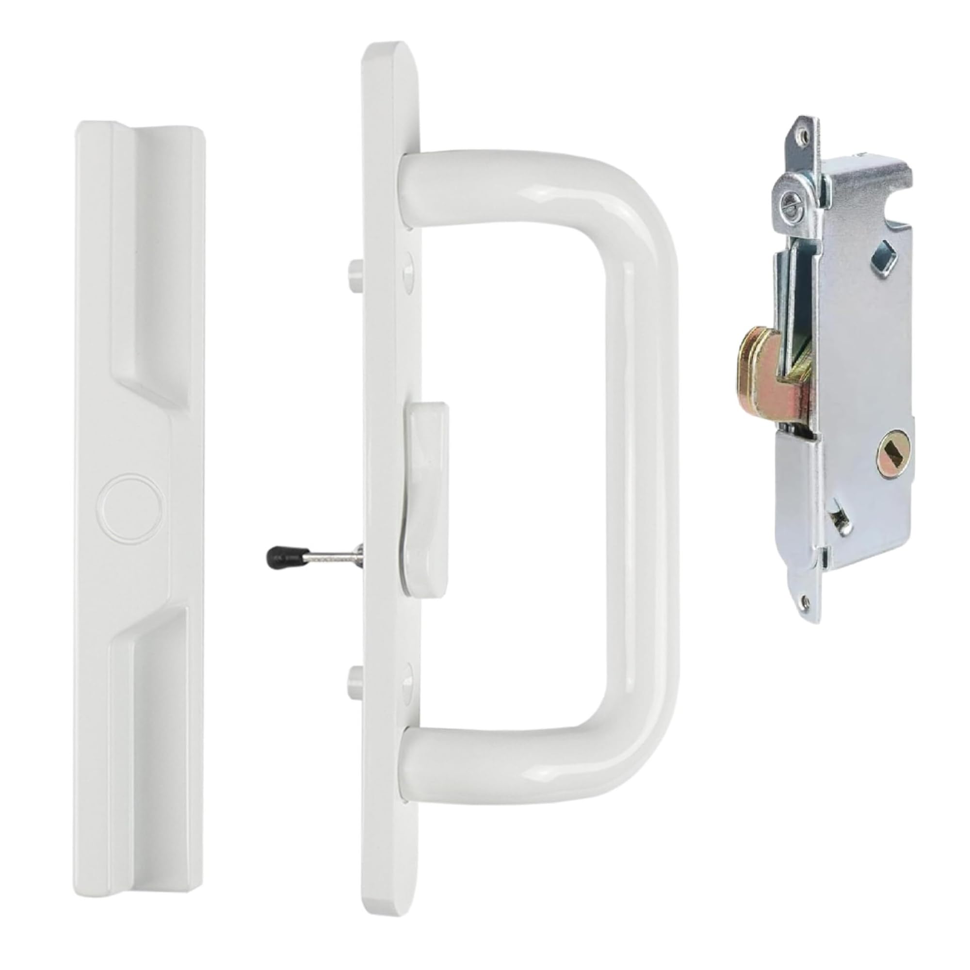 Wynn Hardware Sliding Glass Door 8.5" Handle Set Replacement Mortise Lock 45° Non-keyed Door Handles, Right-Handed Orientation, Fits 3-15/16” Screw