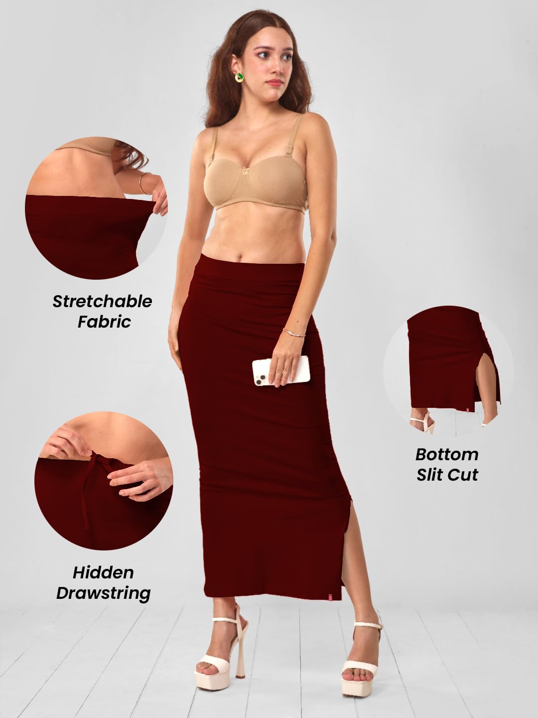Lyra Women Saree Shaper (Petticoat) Maroon 2