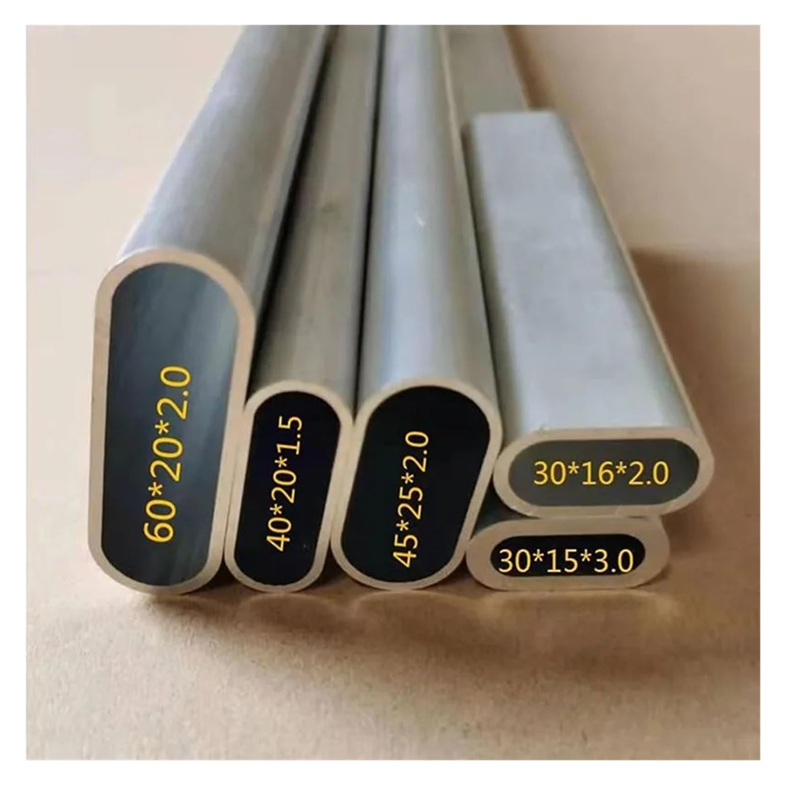 Material de bricolaje de marco de tubo elíptico plano hueco de aleación de tubo ovalado de aluminio de todos los tamaños