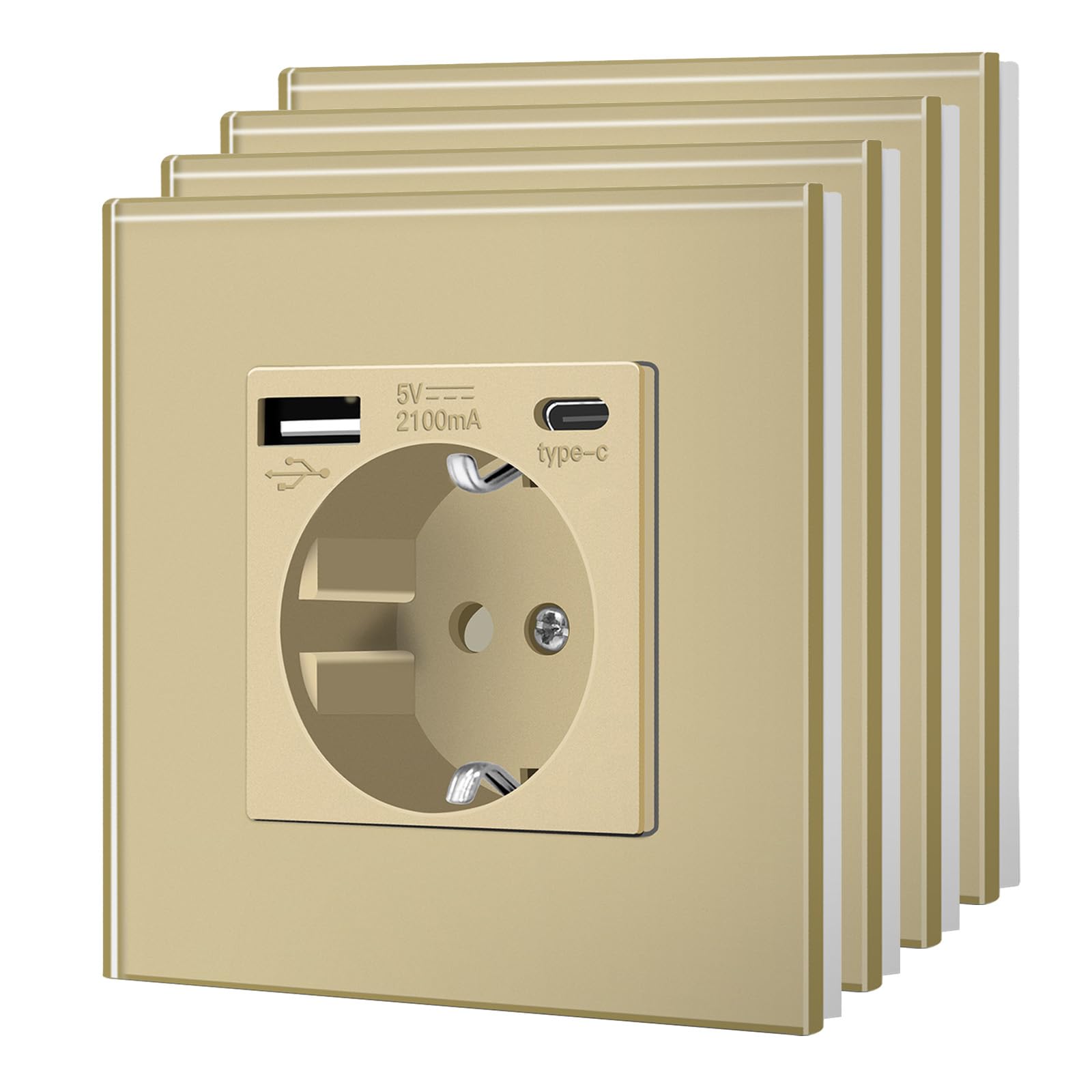 BSEED Enchufe de Pared con USB C,Enchufes Dobles Empotrados con Cristal,Toma de Corriente,Seguridad infantil,Fácil de Instalar,M Serie,2 Enchufes con USB y Tipo C,157mm Blanco — view 106