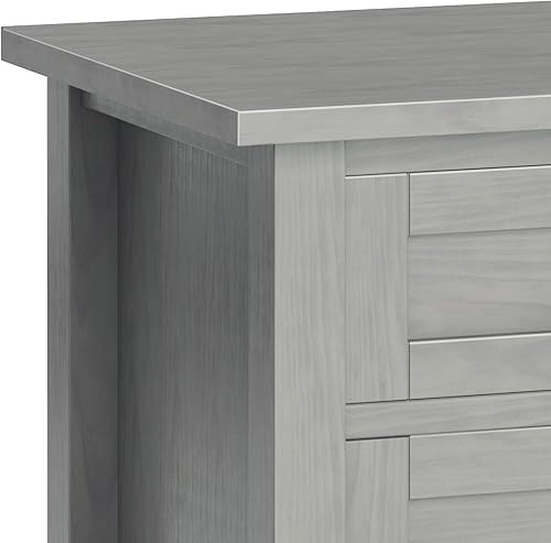 Miniatura 6 de SIMPLIHOME Warm Shaker - Mesita de noche de transición de madera maciza de 24 pulgadas de ancho, color gris niebla, para sala de estar y dormitorio