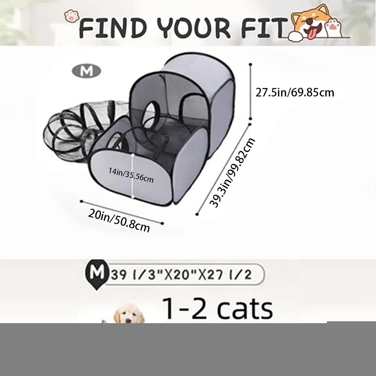 Enclos pour Chat, avec Tente de Jeu, Pliable, avec Jouet interactif et de Mouvement, pour Chiots, Chiens et Petits Animaux, intérieur et extérieur, Voyage