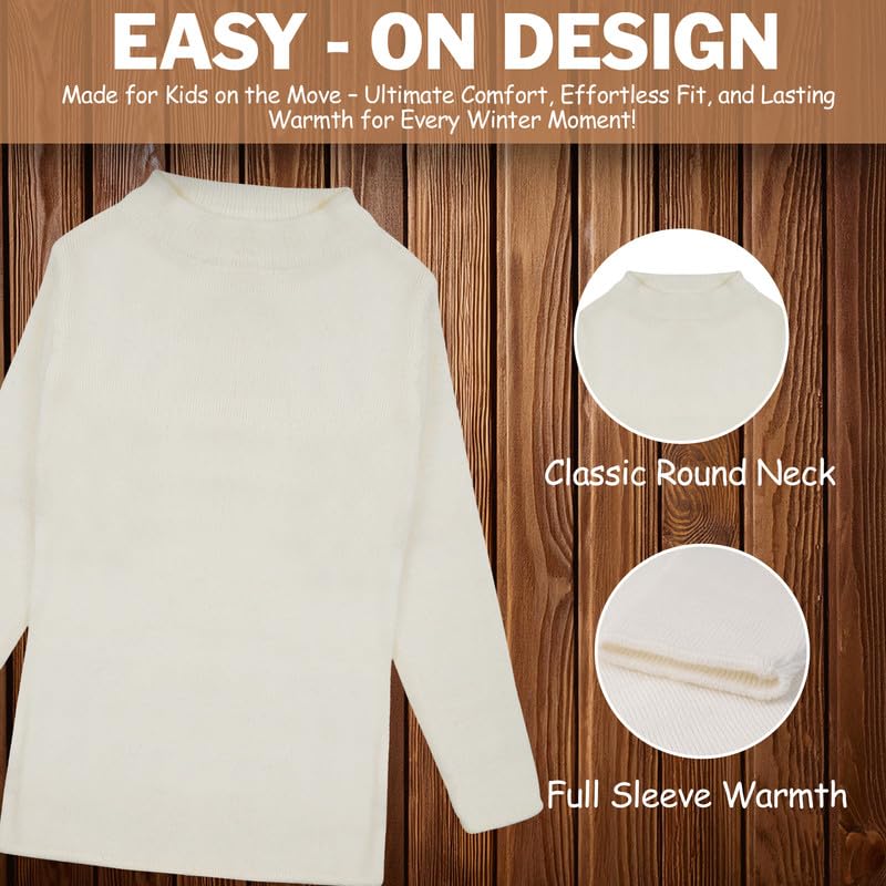 CLAP Unisex Kids Woolen Warm Full Sleeves Skivi/Sweater/Inner Round Neck for Winter Combo Pack of 2 (Red White, 3-4 Years) - Image 3 thumbnail