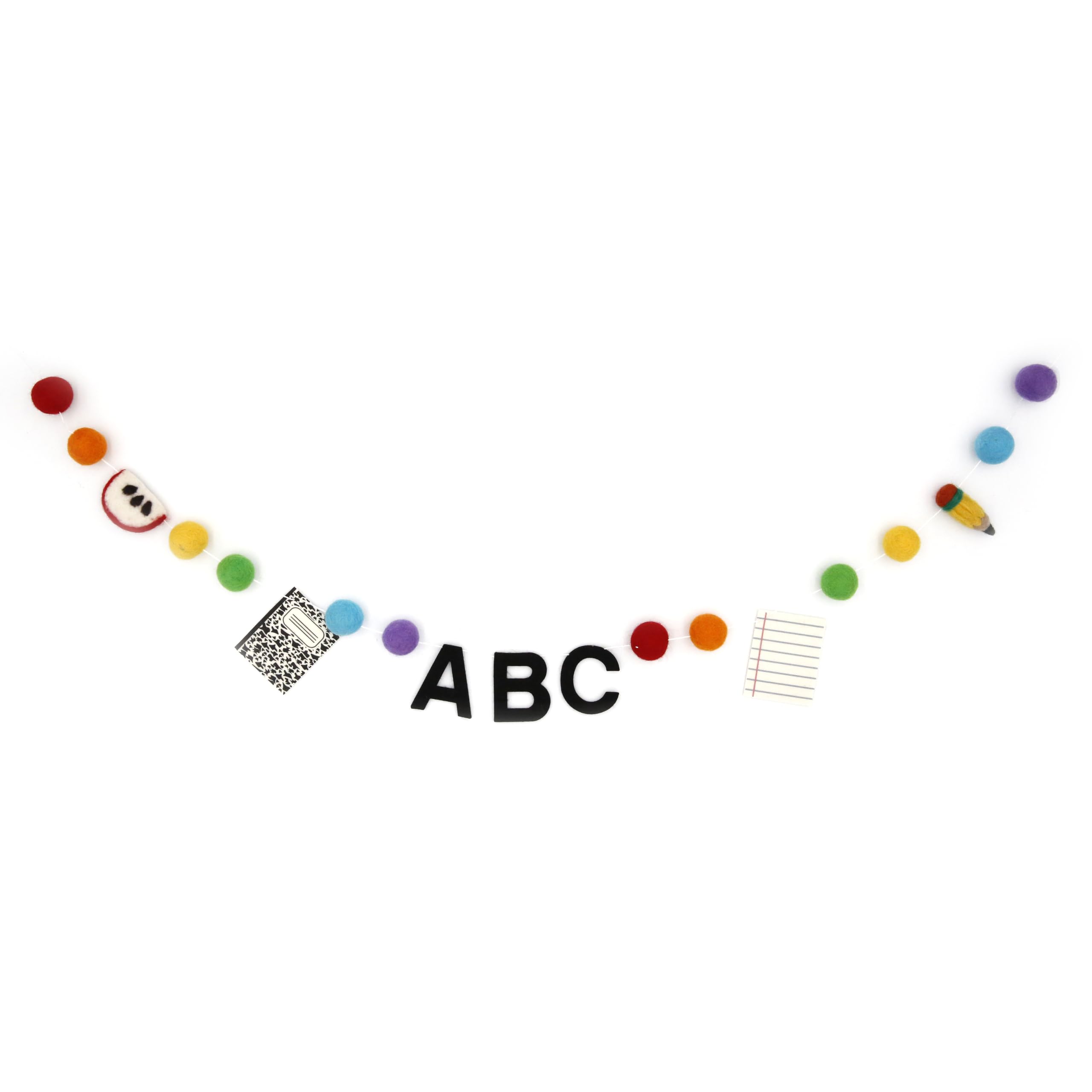 Generic The Felt Pod Wool Felt Back to School ABC Notebooks Pencil Shapes Hanging Garland, Set of 1, Multiple Color, 7 Feet
