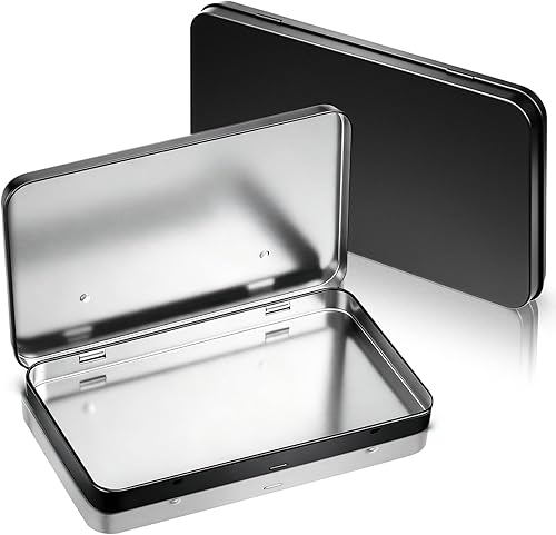 Geiserailie Paquete de 2 Cajas de Lata Metálica Rectangular con Tapa Caja Vacía de Lata con Bisagra Metálica para Almacenamiento de Acuarela,