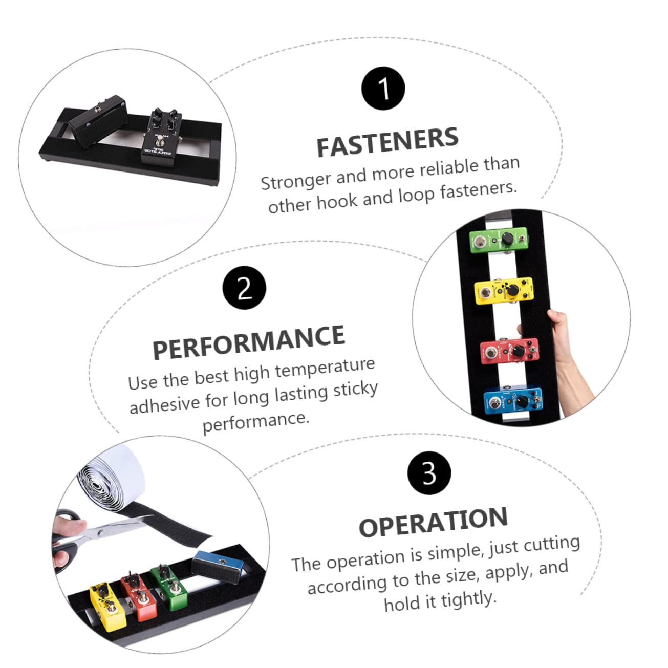 CIMAXIC Pedalboard Accessory Guitar Effector Tape Strong Adhesive 2 Rolls Black