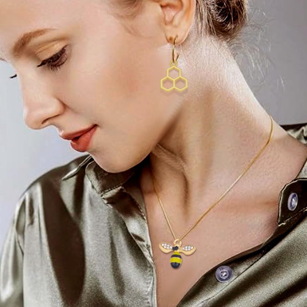 60Pcs Honeycomb Bee Charms 6 Style Enamel Alloy Cute Beehive Pendants Metal Mini Honey Comb Dangle Charms for Bracelets Keychain Necklace Dangle Earring DIY Craft Jewelry Making Supplies - Image 5