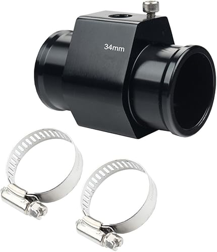 Miniatura 10 de Sensor del radiador de manómetro fabricado en aluminio, adecuado para 1 1/8 - 1 9/16 pulgadas, adaptador, dos abrazaderas para la manguera, 26 mm