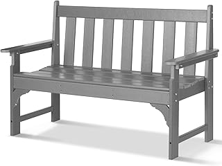 nalone Outdoor Bench, HDPE All Weather Patio Bench Load up to 800 Lbs, 2...