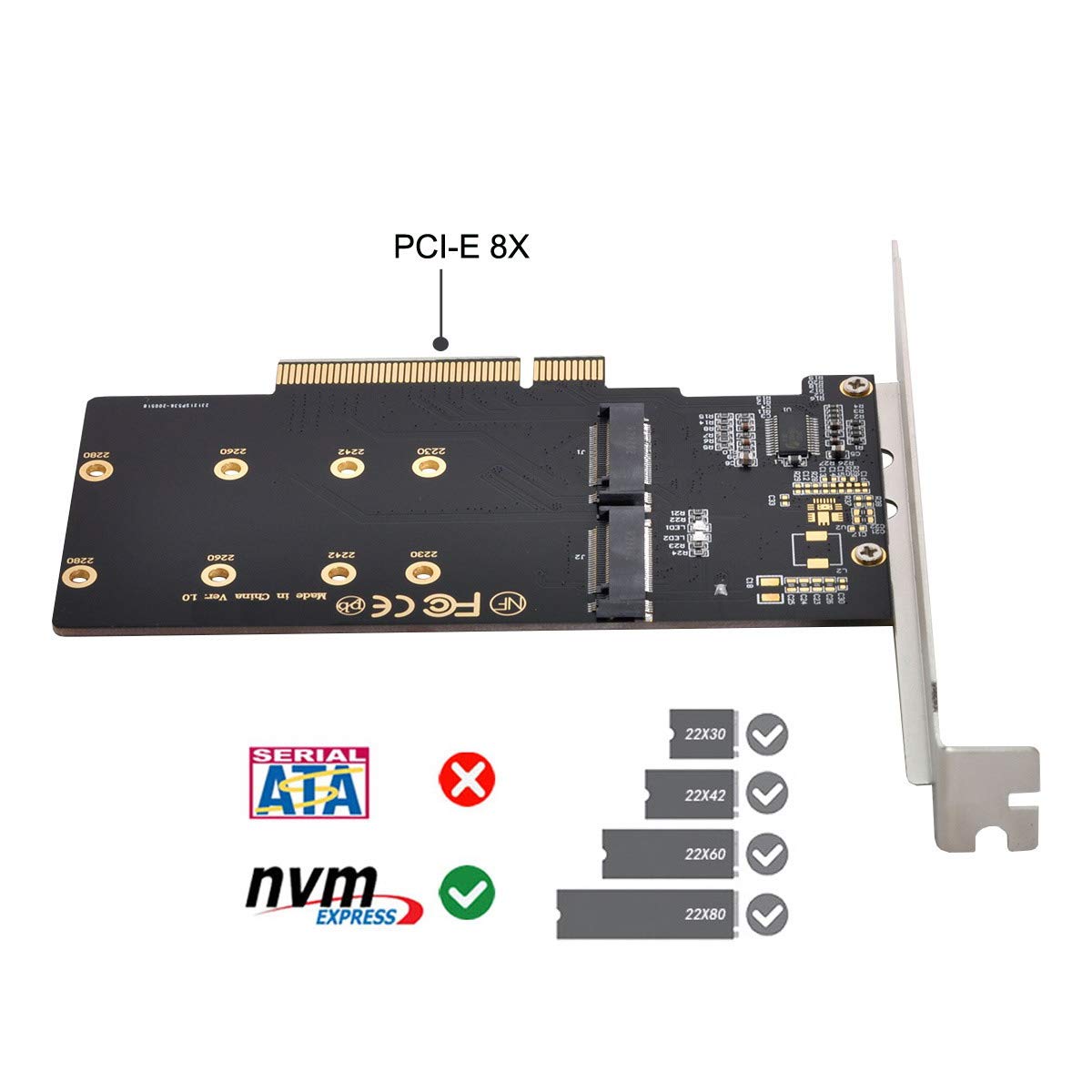 xiwai Dual 2X NVME M.2 AHCI a PCIE Express 3.0 Gen3 X8 X16 Raid Card VROC Raid0 Hyper Adapter