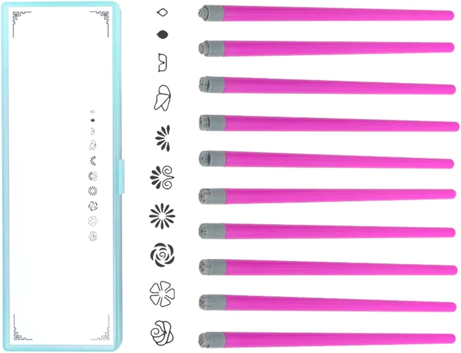 Nail Stamp Pen, Flower Nail Stamping Kit, 1.97in 10 Unique Patterns, Nail Stamper Tool Creative Manicure Designs, Kit for Nails, Pattern