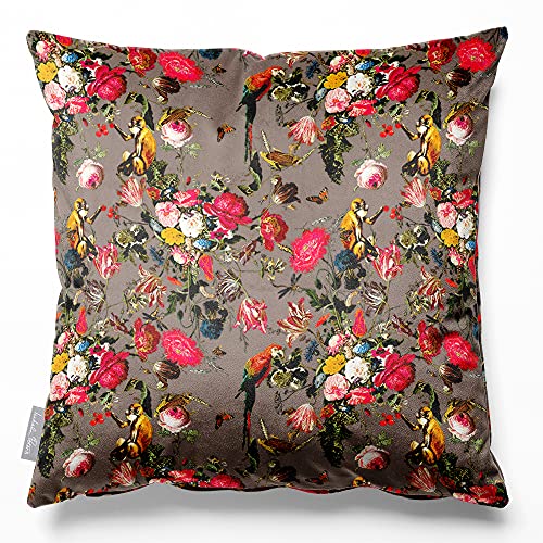 Image of Izabela Peters Eco-Friendly Velvet Cushions - 40 cm, Monkey Puzzle - Dovedale Stone, Chair & Sofa Cushions