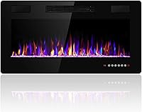 Vista 12 de Chimenea eléctrica de 50 pulgadas ultradelgada - Chimenea insertada y montada en la pared con termostato, llama ajustable, control remoto - Lineal