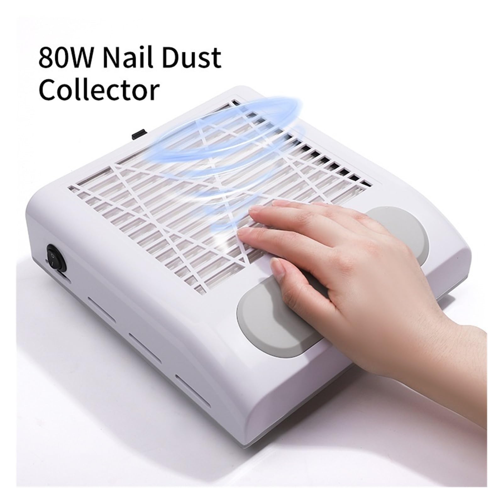 Ventilador extractor de uñas, Colector de polvo for uñas de 80 W con filtro extraíble, potente ventilador de aspiración, extractor de polvo for uñas acrílicas, equipo de salón.,para manicura(White)