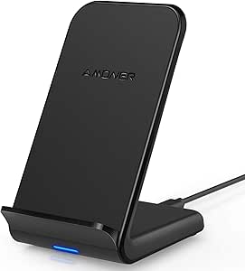 Amoner Wireless Charger Stand, 15W Fast Charger Qi-Certified 4-Modes Charging Compatible with iPhone 14 13 12 11 x 8 Samsung Galaxy Huawei P40 P30 Mate 30 20 Xiaomi 12 11(Power Supply Not Included)