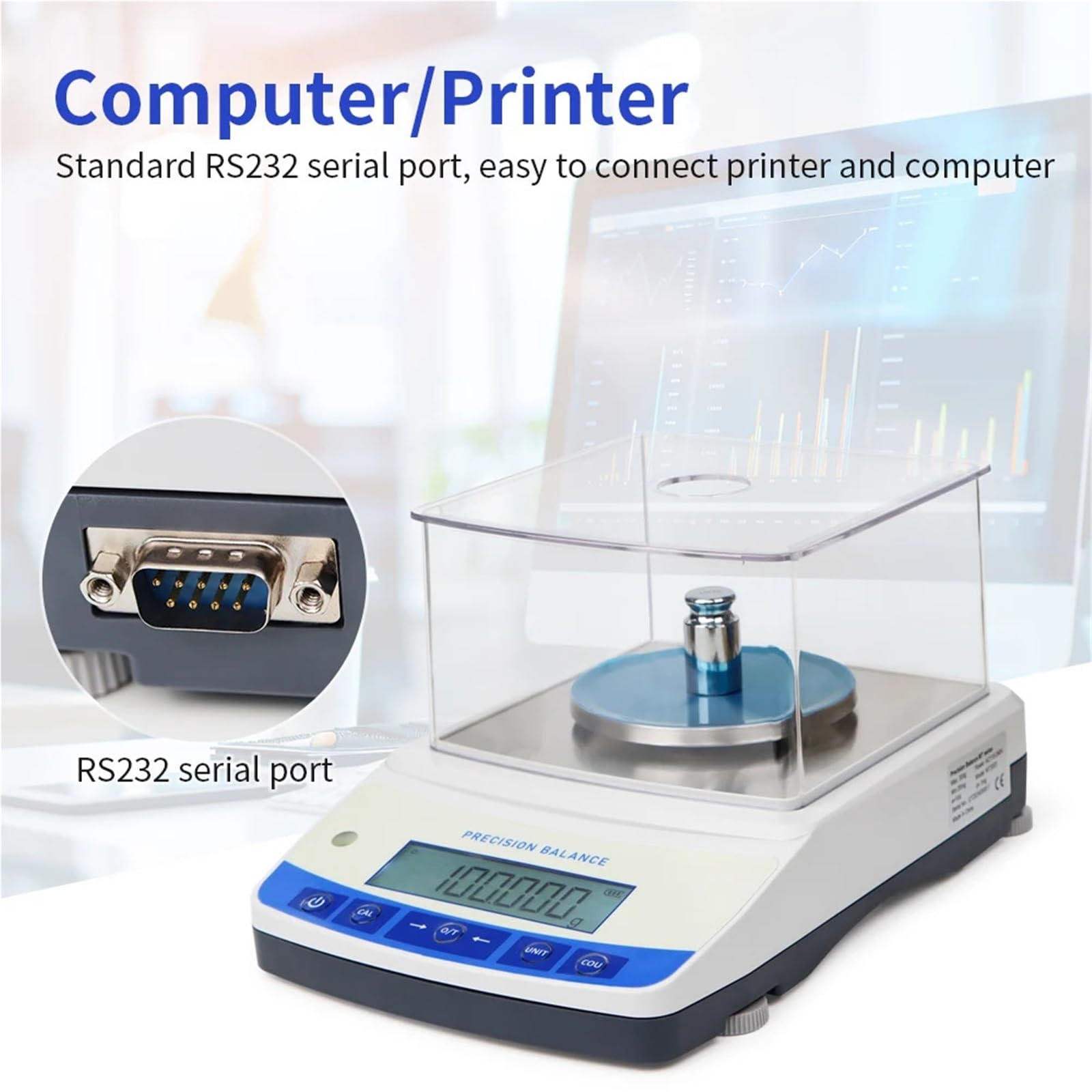 Básculas digitales de laboratorio, Balanza electrónica de alta precisión de 500 g a 0,001 g, balanza analítica de laboratorio, báscula de cocina for joyería con puerto RS232