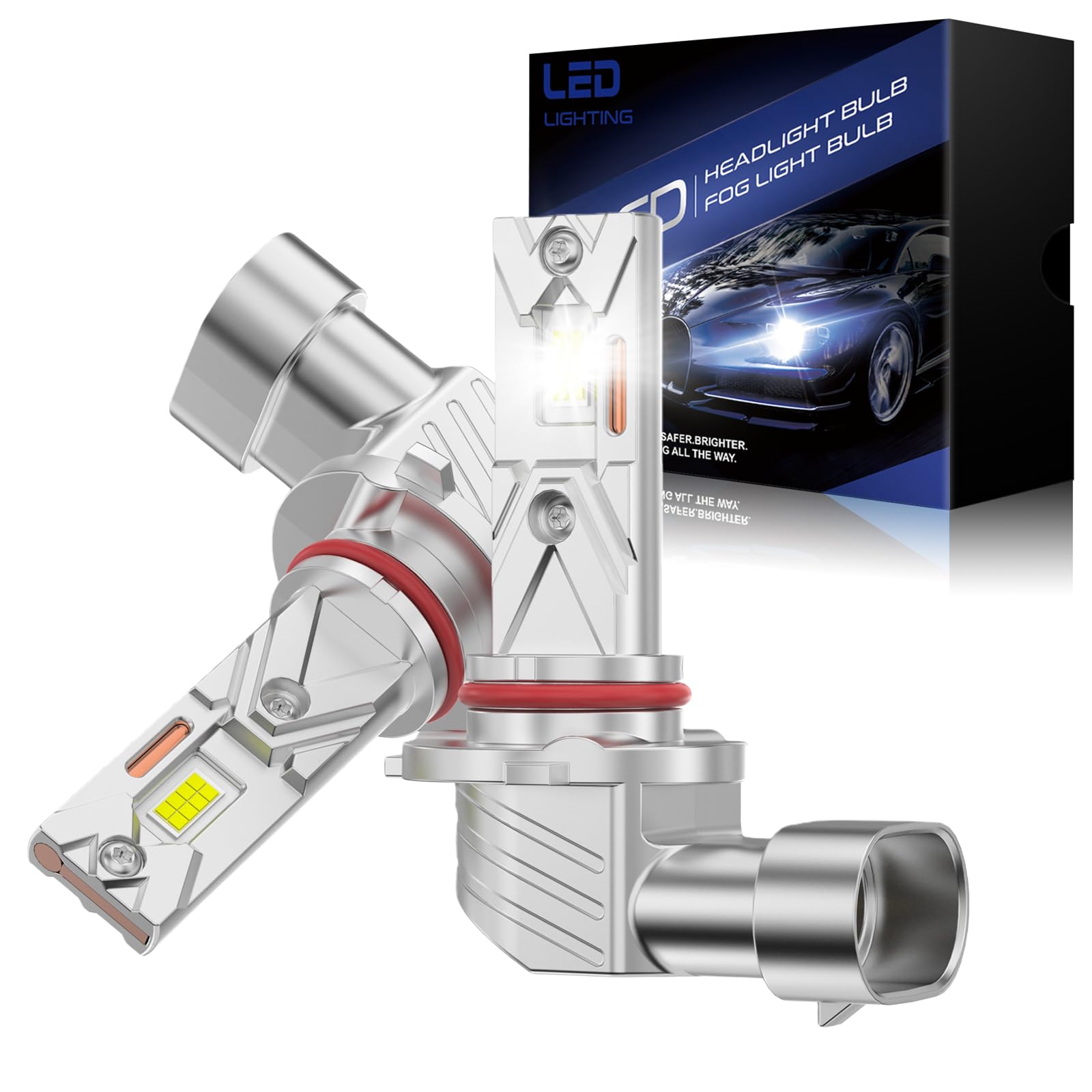 JOSHF Bombilla HB3/9005 LED, 18000LM 6500K Blanco Frío, HB3/9005 LED Diseño Mini 1:1 Plug and Play, para coches y motos, Pack de 2