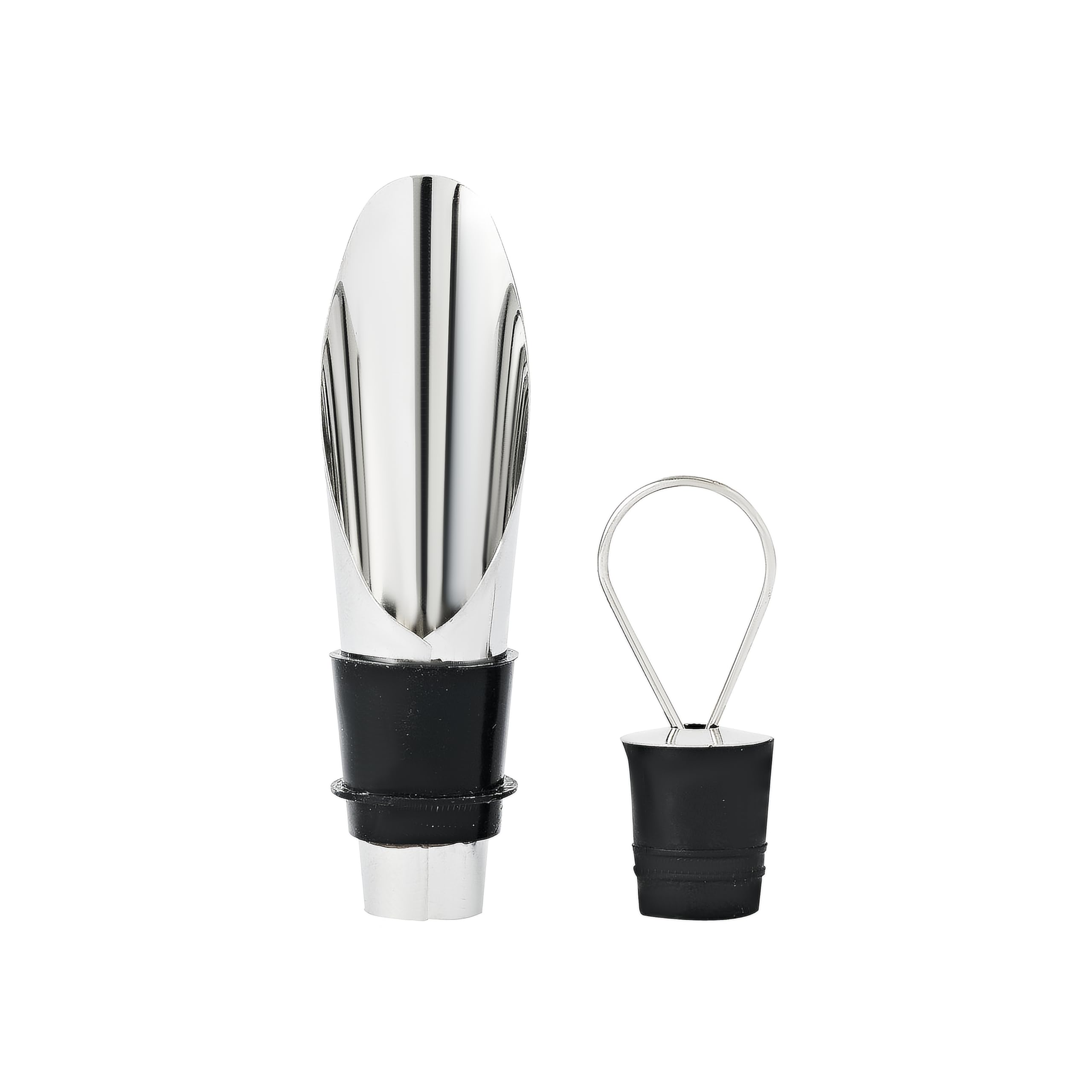 Enfriador de Botellas de Vino Gris con Cierre de Velcro | Incluye Escanciador Antigoteo Acero Inoxidable | Regalos Originales para Hombre | Accesorios para Vino | Ideal Champagne, Cava y Blanco