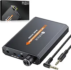 Neoteck Amplificador de fone de ouvido portátil de 3,5 mm, interruptor de ganho de dois estágios, 16-150 Ohm, superfície fosca de alumínio