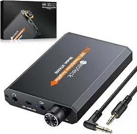 Neoteck Amplificador de fone de ouvido portátil de 3,5 mm, interruptor de ganho de dois estágios, 16-150 Ohm, superfície fosca de alumínio