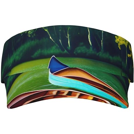 Lake with Boats Canoes Park Sun Shield Hat