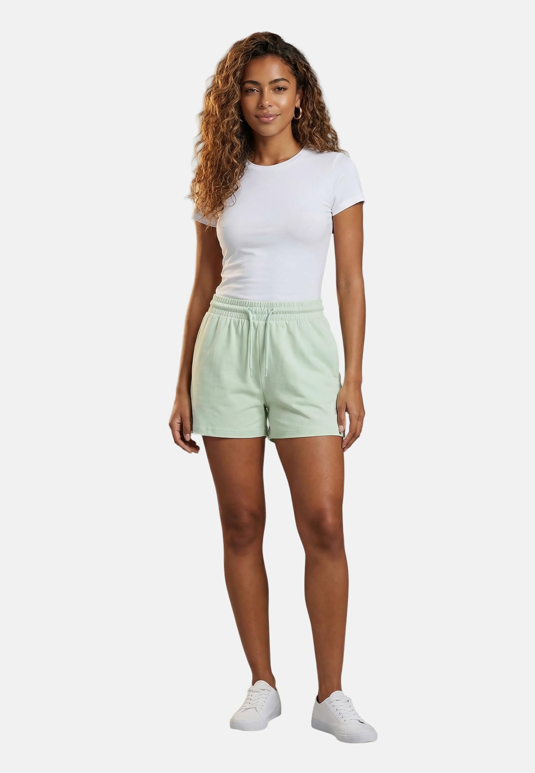 U.S. POLO ASSN. Damskie szorty dresowe (S-XXL) z mieszanki bawełny, ściągacz, elastyczny ściągacz, krótkie spodnie P035