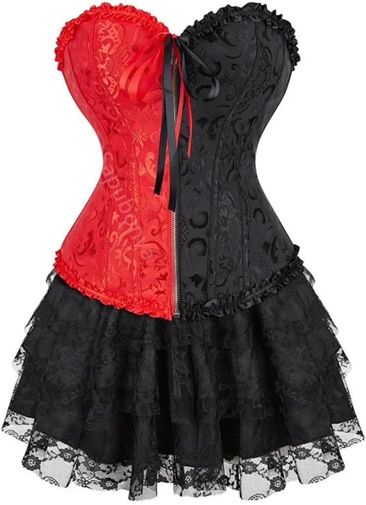 [Bciopll] コルセット ドレス バレエ ミニ スーツ コルセット プラスサイズ レースアップ ゴシック ヴィンテージ セクシ