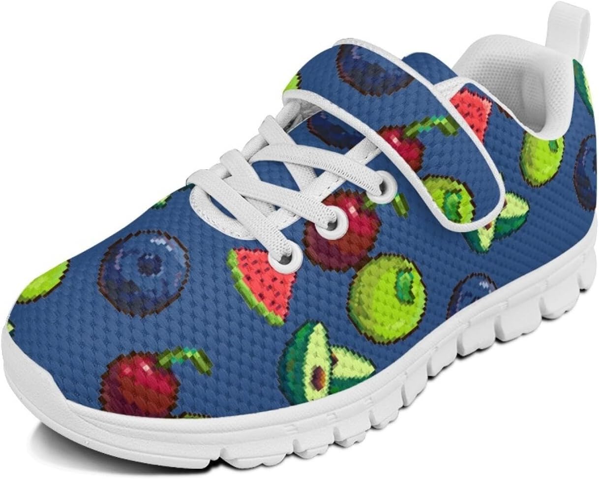 Girls Athletic Sneakers Cute Fruit Running Shoes for Kids with Hook and Loops Athletic Sneakers Kids Casual Footwear